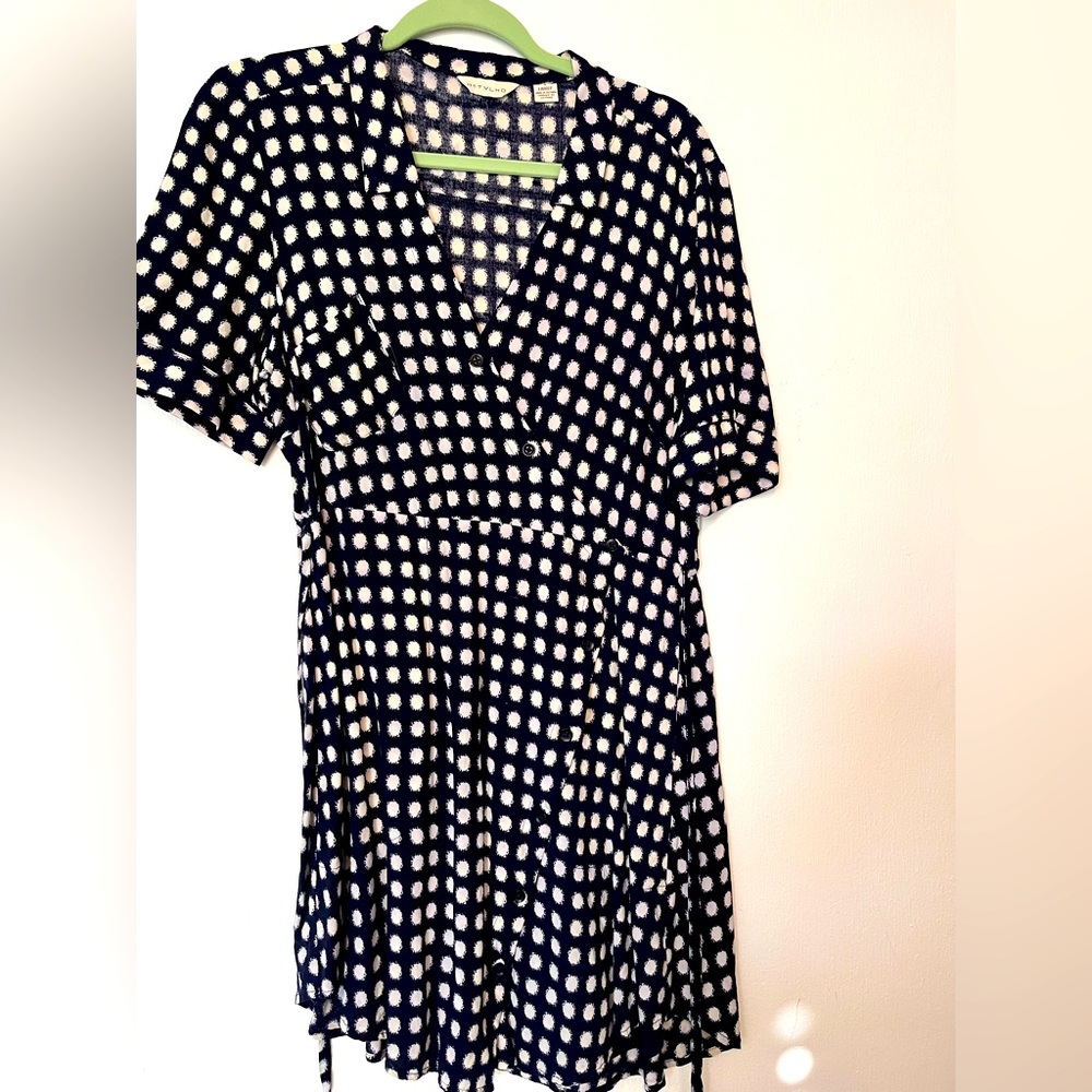 Anthropologie Cute petite navy blue wrap dress